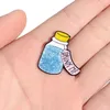 Broches desenho animado Blue Drifting Bottle Pins Glitter Saco de moda Glitter Moda