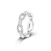 Ringos de cluster, estilo coreano 925 Sterling Silver Paving Diamond Ring For Women Small Batch Design Light Luxury Zircon