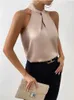 Women's Blouses Shirts Womens Summer Shirt Womens Casual Sleeveless Standing Neck Elegant Shirt Top DF5014L2405