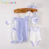 vestidos babzapleume 8pcs/set recém -nascidos roupas de menino 100%algodão de manga comprida garotas de macacão de meninas para crianças roupas infantis bc1002