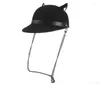 Top kapakları yün siyah kadın beyzbol şapkası punk zinciri bayan şeytan boynuzları sevimli kedi kulak hayvan bowler vizör kap4723497