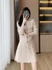 Vestidos de trabalho 2024 Spring Sweater Sweater Dress Women Mulheres temperamento Knicardigan A-line Mini-Skia de peças de 2 peças