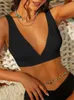 Kvinnors badkläder Zaful Wave Textured Crossover Bikini Cheeky Separes Deep V Plunge Tank High Maisted Crinkle Mix Match Top Bottom