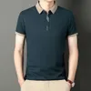 Herr sax krage polo skjorta sommaren ny avslappnad fast färg mångsidig medelålders och unga företag kortärmad t-shirt för män t-