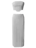 Sukienki robocze Lchiji 2 -częściowa maxi spódnica zestaw solidnych topów rurowych i długi wychodzenie z odzieży klubowej (biały duży)