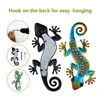 Metal Gecko Wall Decoration Lizard Garden Art Hanging Glass Sculpture Inomhus och utomhus terrassstaket 3 Färg 2 st 240429