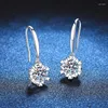 Boucles d'oreilles S925 STERLING Silver Moissanite Snowflake Fashion Fome Fomen Diamond Drop Hook Mouillette d'oreille Mariage Fine Bijoux Cadeau