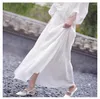 Jupes 2024 Femme d'été Blanc Long jupe haute taille stretch coton et lin saia a-line faldas Jupe femme