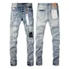 Pantaloni femminili di alta qualità roca jeans in denim marchio viola roca 1: 1 strada blu foro riparazione del colore chiaro a bassa sollevatura a bassa sollevatura