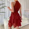 Sukienki zwyczajne sukienka damska 2024 Modna seksowna kantar z koronkową koronkową bez rękawów wygodne lęk