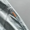 Pantalon masculin laver les jeans décontractés de l'eau de Javel entièrement enrôlé de denim en détresse vintage de cargaison de cargaison