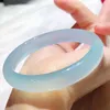 Bangle Sky Blue Chalcedony Bracelet Frozen Wide Strip Jade Fluorescent Light Agate