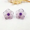 Stud -oorbellen lii Ji Real 925 Sterling Silver Natural Purple Crystal Flowers Amethist vrouwen Gift Drop