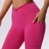 Al Yoga Leggings Ny nakenkänsla Slimming Training Sports Pants Women's Drop Feel Wide Leg Tights Casual High-Rise Fitness Byxor utanför svettbyxor med fickor