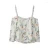 Tanks pour femmes Sweet Girl Floral Imprimé petit Camisole Tops Summer Summer un col épaule arrière sans déclenchement décontracté