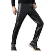 Pantalon pour hommes en cuir plus en velours slim pant pant