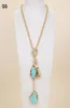 Colliers pendants guaiguai bijoux 27quot blanc biwa perle bleu turquoise gemmes stone lariat chain collier7996300