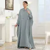 Vêtements ethniques Robe de couleur massive marocaine Fashion de luxe musulmane avec des sangles Dubai Arabe Robe ajustée Long Skir