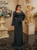 Plus Size Dresses Missord Square Neck Long Sleeve Mermaid Black Floor Length Dress Elegant Party Women 2024 Evening Prom