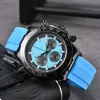 Titta på Watches AAA 2024 Mens Hot Selling Mens Silicone Tape 6 Needles Quartz Second Running Watch Belt 1 Mens Watch