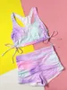 Swimwear de mujeres Bikini de cintura alta para mujeres Tie Dye Gradiente Pleateo Empujado Up de traje de baño acolchado 2024 Traje de baño Bíqui