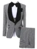 Herrenanzüge Slim Fit Houndstooth Anzug Schal -Revers -Smoking für Party und silbernen glänzendes Abendessen