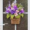Fleurs décoratives Panier de fleurs artificielles de haute qualité pour décoration de porte d'entrée de la ferme de mariage décoration intérieure extérieure