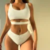 Женские купальники 2024 Sexy Strape Tape Swimsuit Женщины сплошной бикини с высокой талией Женский мягкий купальный костюм плавание пляжная одежда