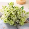Fleurs décoratives Style coréen artificiel Bouquet de rose exquis pour décoration de mariage à la maison 10 fourches simulation fleur