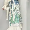 Sukienki robocze kamizelka retro koszulka sztuki projekt Sweter Olej obraz olejny szczupły fragmentowany kwiat wysoka talia długa spódnica trzyczęściowe stroje damskie