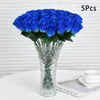 Dekorative Blumen 5pcs Seidentuch Rosen Bouquet Vase für Wohnkultur Garten Hochzeitskränze Gefälschte Pflanzen Großhandel Künstlich