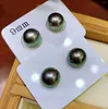 Stud Earrings D318 Pearl Fine Jewelry Solid 18k Gold Nature 9-10mm Fresh Water Peacock Green Pearls Female's For Women