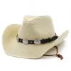 Sommer Männer Frauen Stroh hohl westlicher Cowboyhut Elegante Lady Punk Marke Sombrero Hombre Cowgirl Outdoor Jazz Beach Sonne 240429