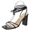 Sandalen 2024 weiße schwarze Frau Knöchelgurt Leder gekreuzte High Heels Schuhe sexy Schnürpumpen Pumps Schuhgröße 35-42