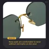 Sunglasses Crystal Stone Man Business Rimless Glass Sun Glasses Woman Polygon Mineral Lens Vintage Anti Scratch Driver's Shade