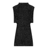 Casual Dresses TRAFZA Women's Spring Fashion Shoulder Padded Small Turtle Neck Party Dress Sleeveless Shiny Sequin Robe Midi Y2K