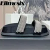 Slippers 2024 Zomer Crystal One Riem Dik Sole Dames Designer Brand Platform Slides Holiday Peep Toe Beach Shoes Woman