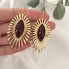 Dangle Ohrringe Gold Farbe Augen Form großer Acryl -Drop Vintage Simulierte Perlen Maxi Geometrische Aussage für Frauenj