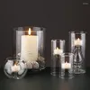 Titulares de vela Candelabrum decoração romântica cilindro transparente restaurante ocidental vidro de vidro nórdico doméstico nórdico