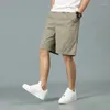 Shorts masculinos de trabalho de verão de algodão solto capris de bolso de bolso casual