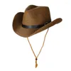 Chapéus largos da borda Moda Menina Western Cowboy Women Summer Summer praia