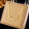 Ketting oorbellen ingesteld 316L roestvrij staal retro transparante kleur hart zirkoon accessoire slang botarmband bruiloft sieraden