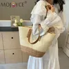 Drawstring Striped Straw Beach Bag With Zipper Closure Woven Summer Handbag Casual Tote Top Handle For Women Outdoor Vacation