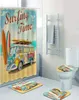 Oude retro auto camper van douchegordijn voor badkamer klassieke surfen zomervakantie badgordijnen en badmat tapijt tapijtset 20113793187