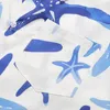 Chemises décontractées pour hommes chemises hawaïennes Hip Hop Streetwear étoiles de mer imprimé bleu plage courte manche Femmes Y2k Aloha Tops minces unisex