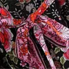 Hals Hit Color Blumendruck Maxi Langes Kimono -Hemd Ethnische Frauen, die Bugfläule Strickerei Feiertag losen Strand Cape schnüren