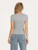Kvinnors T -skjortor Kvinnor Y2K Sexiga korta toppar som går ut ärmen Basic Crewneck Slim Fit Crop Shirt Croped Fitted Tees