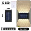 Decoraciones 10 Lámpara de pared solar LED Luz de energía solar impermeable al aire libre.