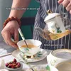 Ensembles de voies de thé Camellia Bone China Tea Set British en céramique de tasse de thé en céramique avec passoir Candler Verre Verre Témeau de théière