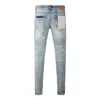 Pantaloni femminili di alta qualità roca jeans in denim marchio viola roca 1: 1 strada blu foro riparazione del colore chiaro a bassa sollevatura a bassa sollevatura